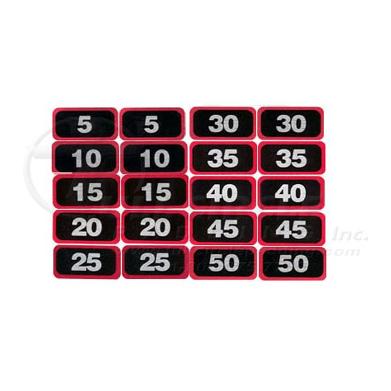 Heavy Duty Foil Dumbbell Sticker Set 5 50 lb in 5 lb Increments