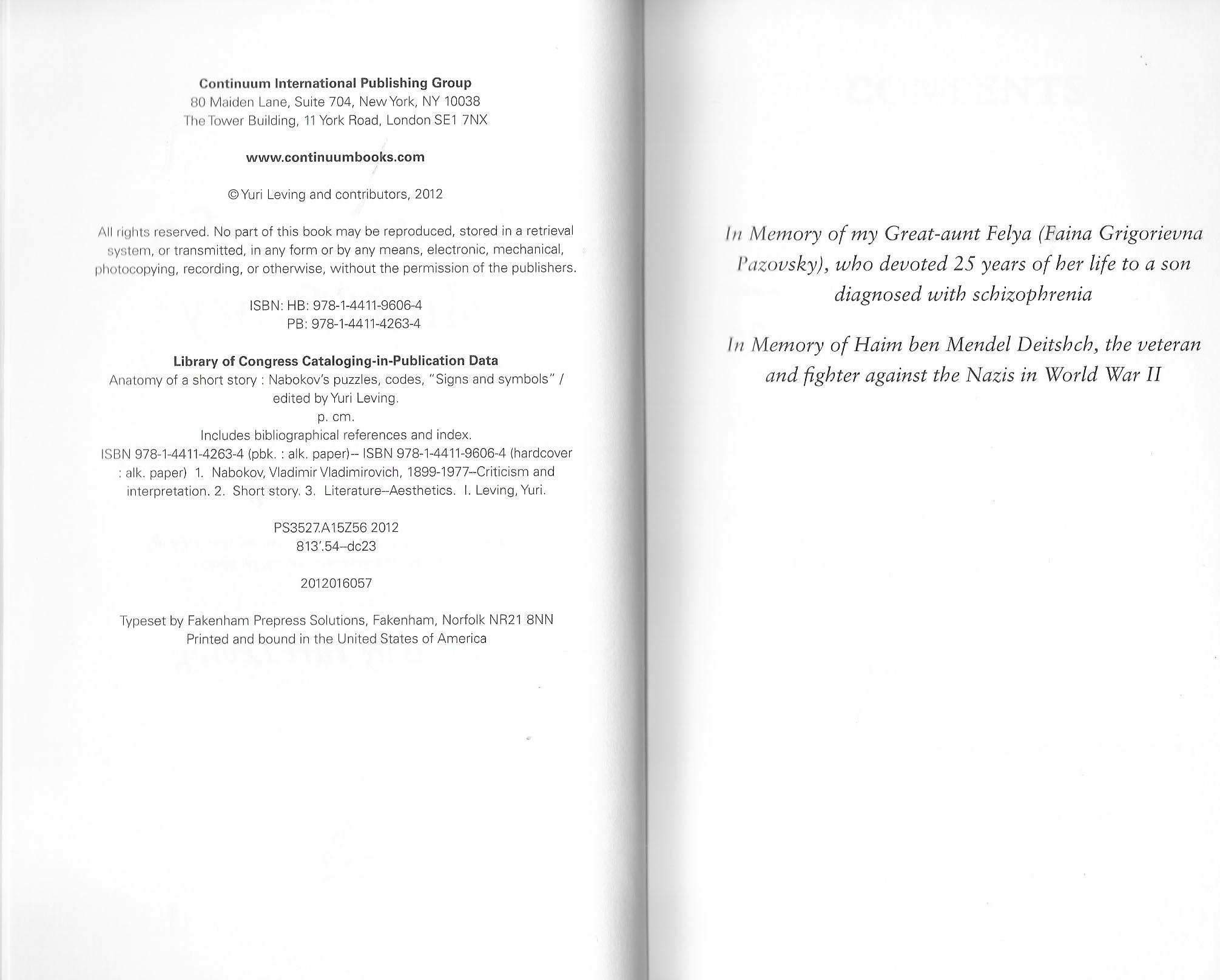 VLADIMIR NABOKOV, BIBLIO GUIDE ,ANATOMY OF A SHORT STOPRY SIGNS AND SYMBOLS