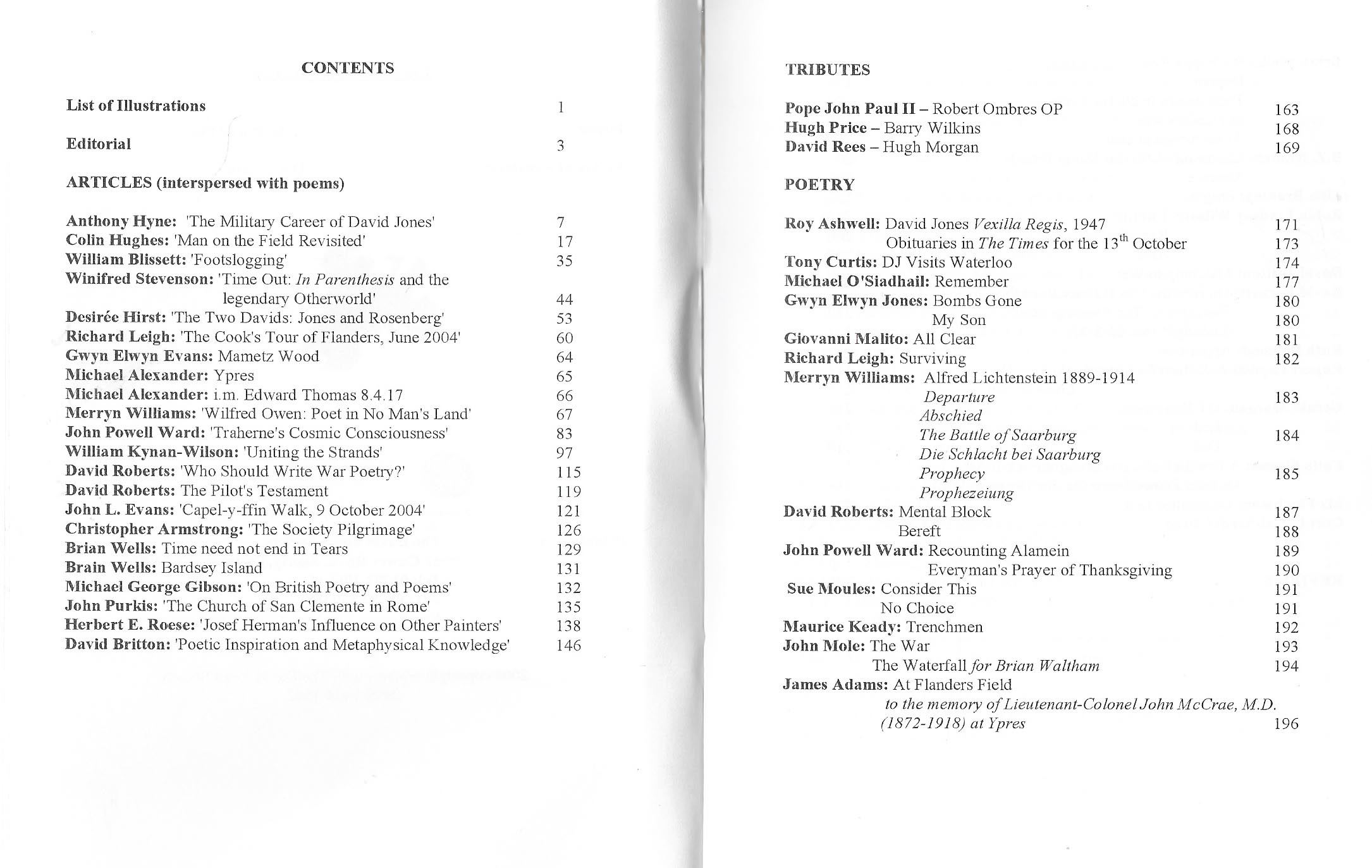 David Jones, Journal biblio guide