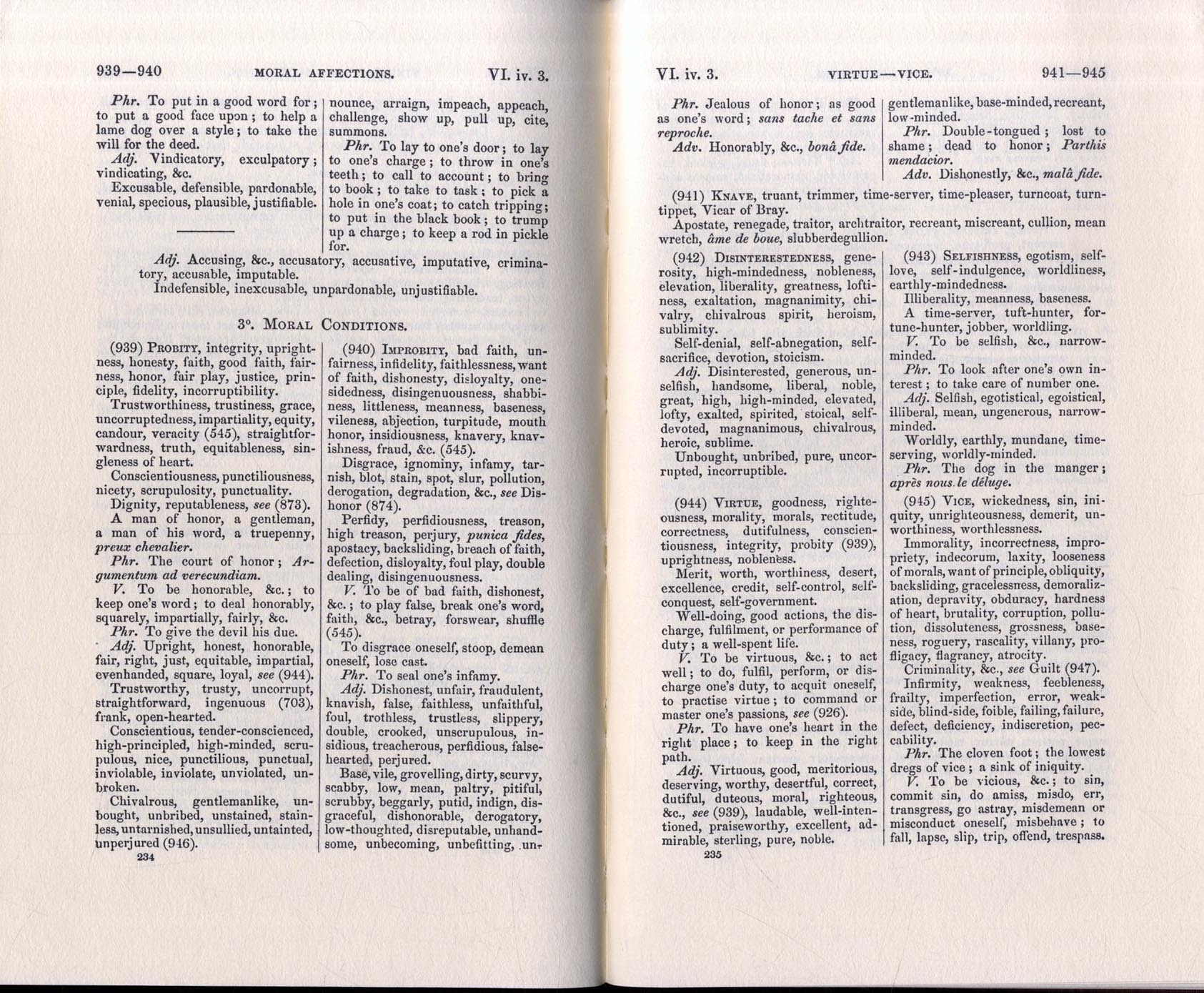 Words, Roget's Thesaurus 1852