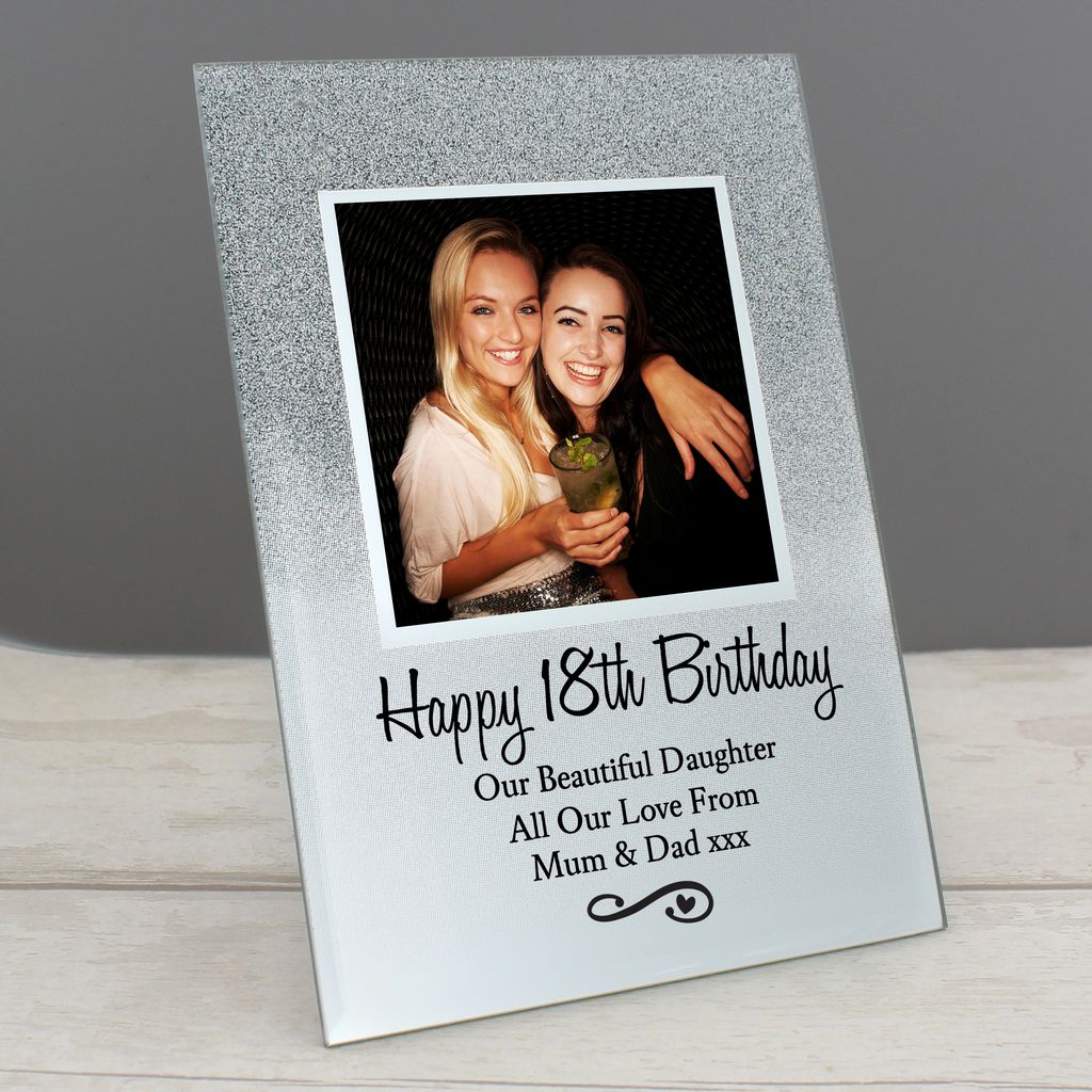 Personalised Heart & Swirl 4x4 Glitter Glass Photo Frame Fully Gifted