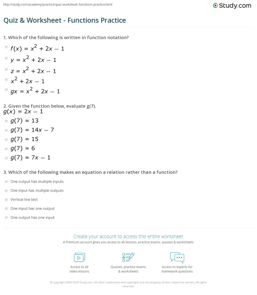 Function Notation And Evaluating Functions Practice Worksheet Answer Key Function Worksheets