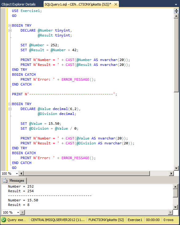 Microsoft SQL Server Lesson 19 Exception Handling