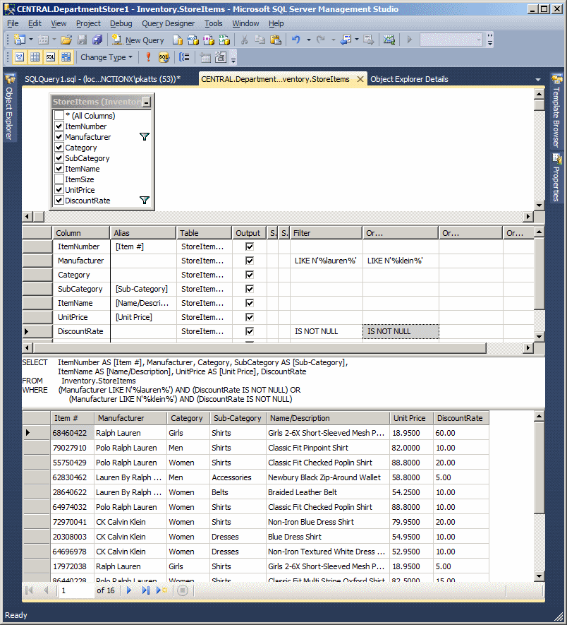 Microsoft SQL Server Lesson 17 Introduction to Conjunctions and Disjunctions