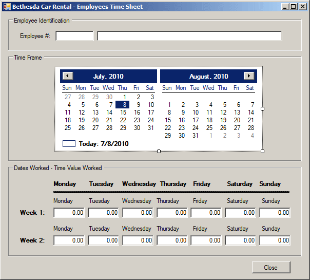 Windows Controls The Month Calendar