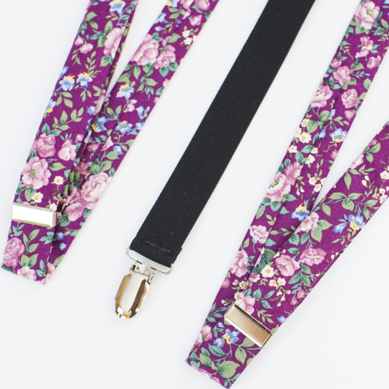 Purple Vintage Floral 1" ClipOn Women's Suspenders durian & the Lyon