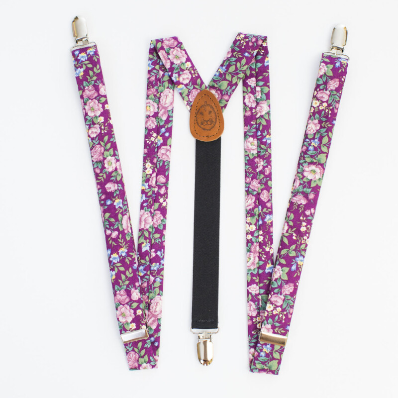 Purple Vintage Floral 1" ClipOn Women's Suspenders durian & the Lyon