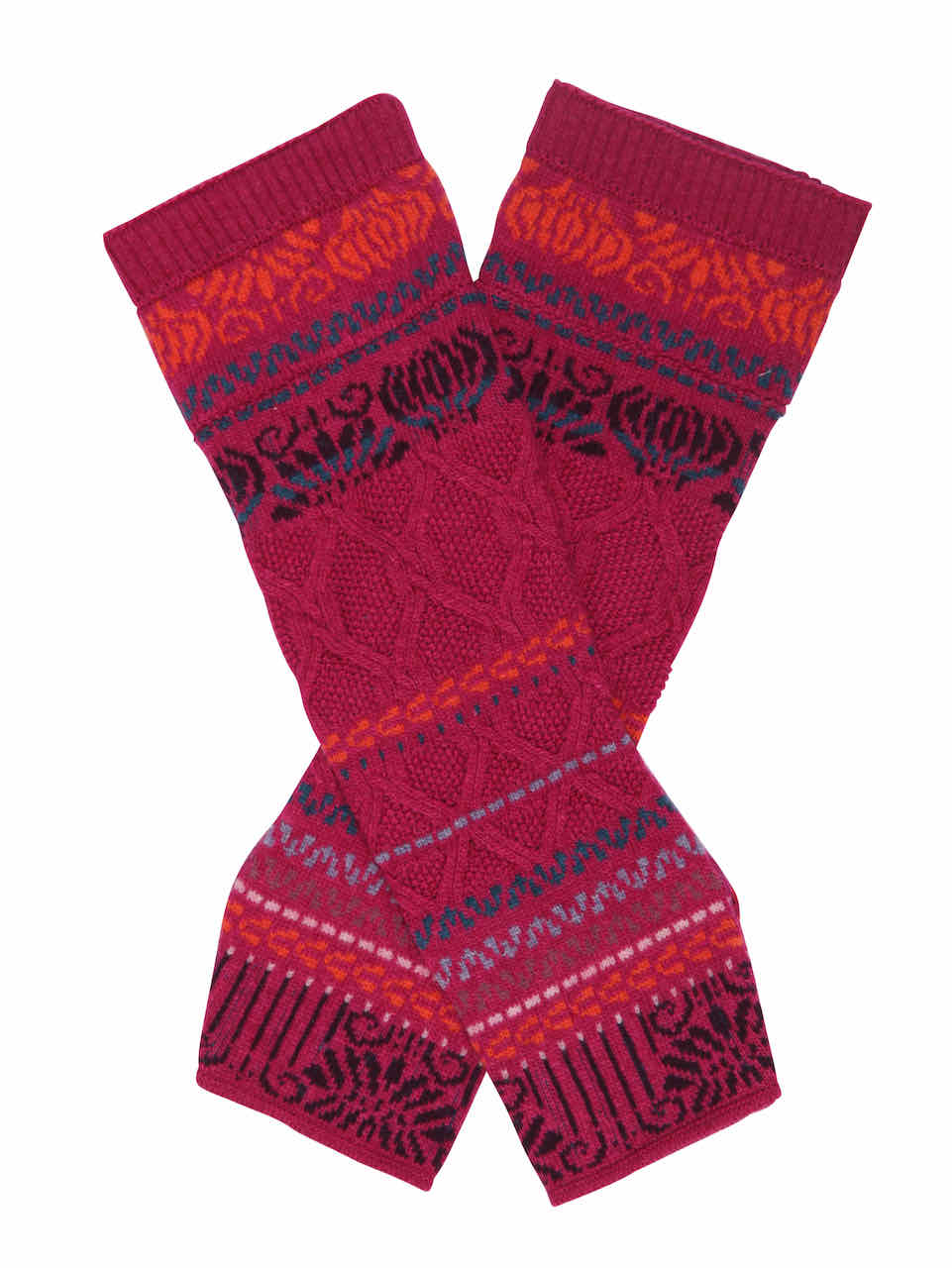IVKO Wool Wrist Warmers Geometric Pattern 212784 Magenta