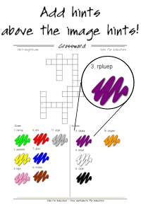 Phonics Crossword Puzzles: crossword generator with images or text hints