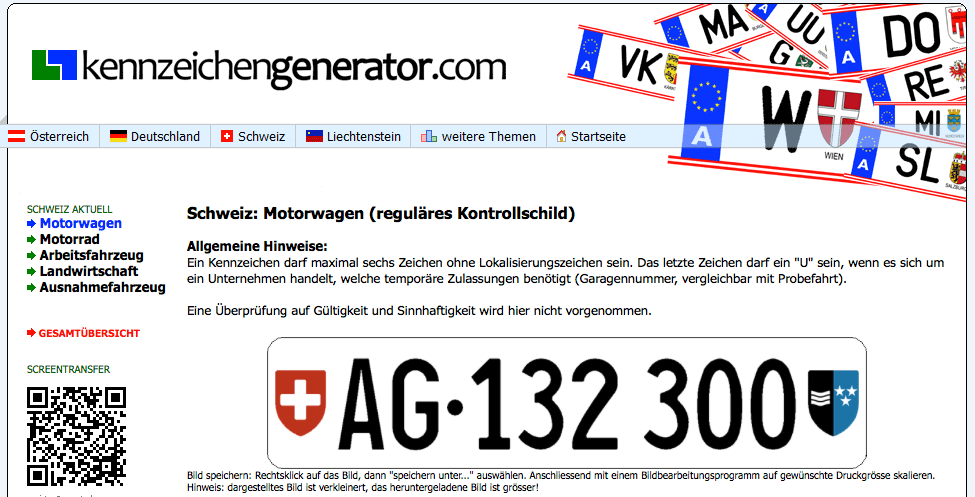 Tipp Kennzeichen Nummernschilder Online Erstellen Funktionsmodellbau Ch