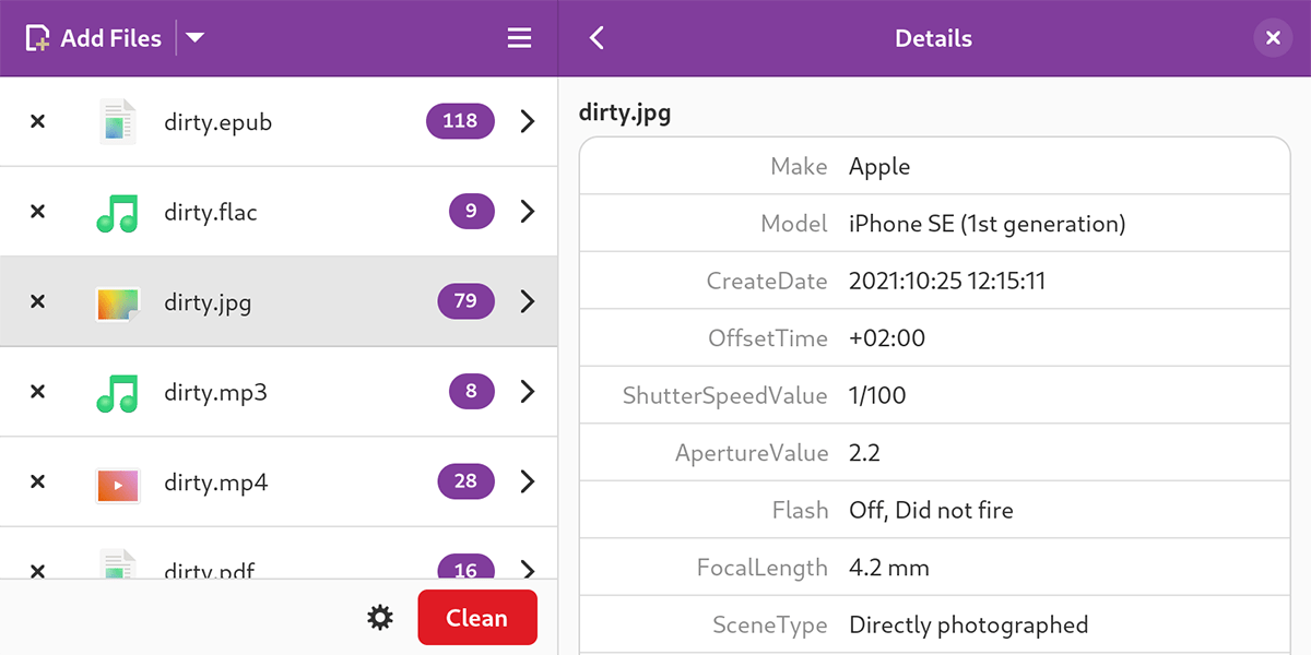 Metadata Cleaner View and Clean Metadata