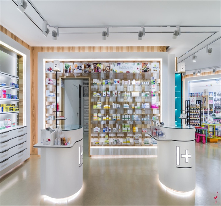 Glass Pharmacy Showcase Shelf for Retail Drug Store Furniture