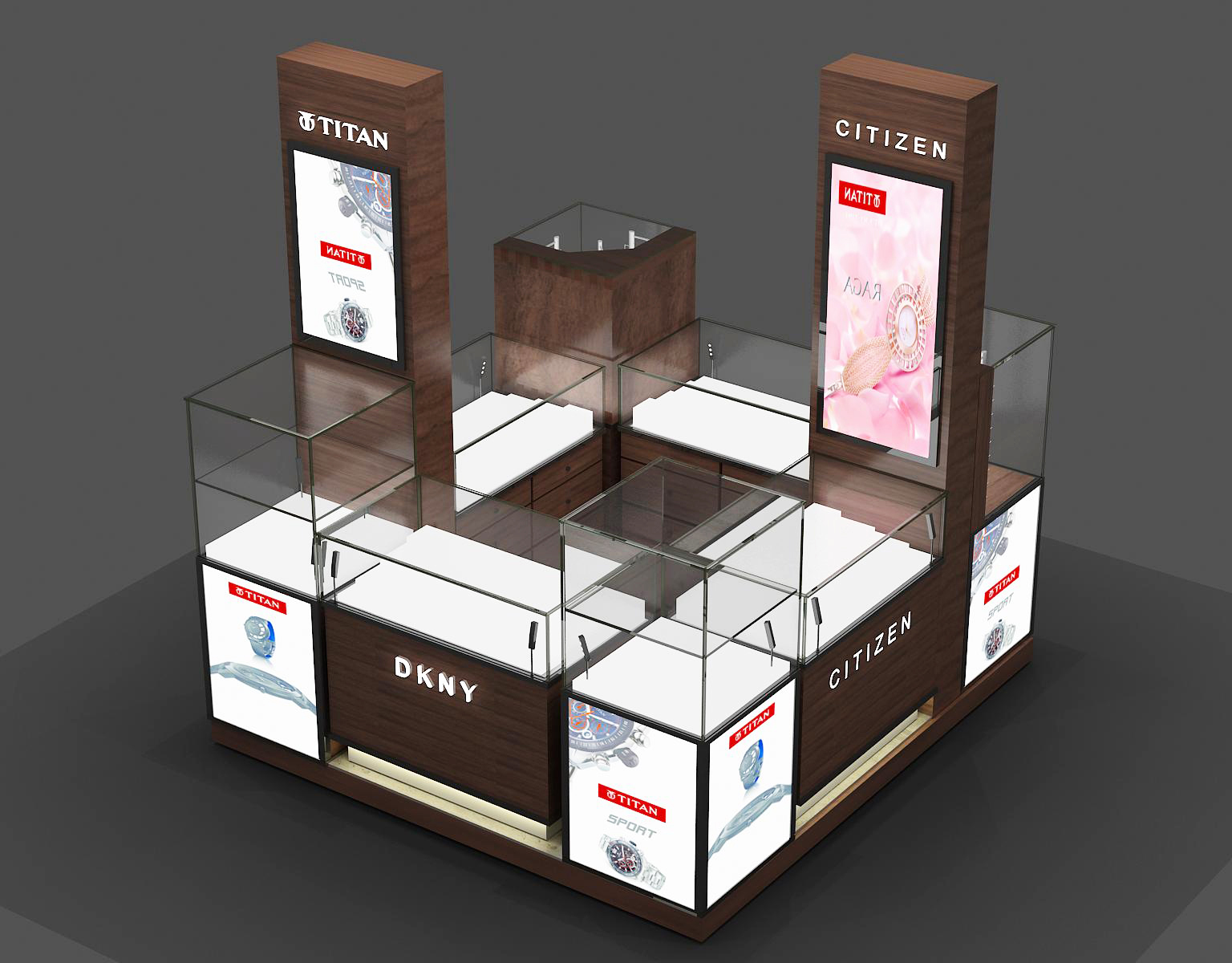 Modern Style Watch Kiosk for Retail Watch Store Funroadisplay