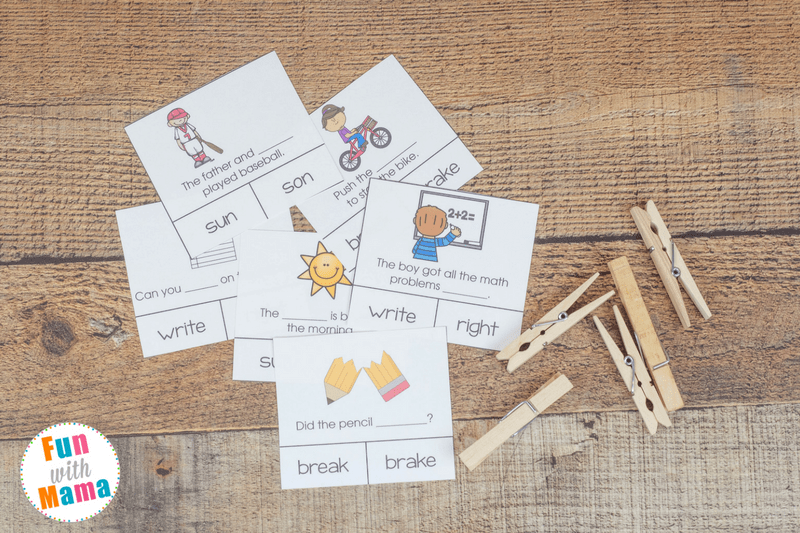 Homophones Games Homophone Clip Cards Fun with Mama