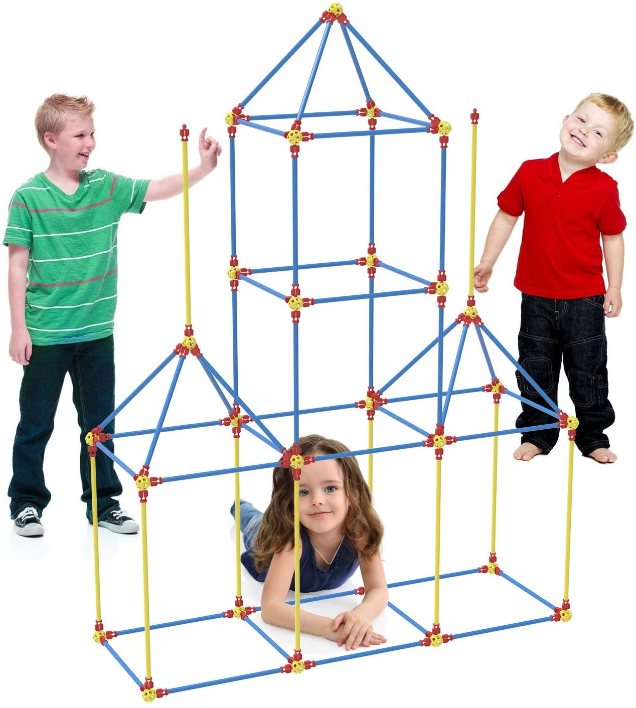 Funyole Fort Building Kit for Kids, 90 Pieces Flexible Construction