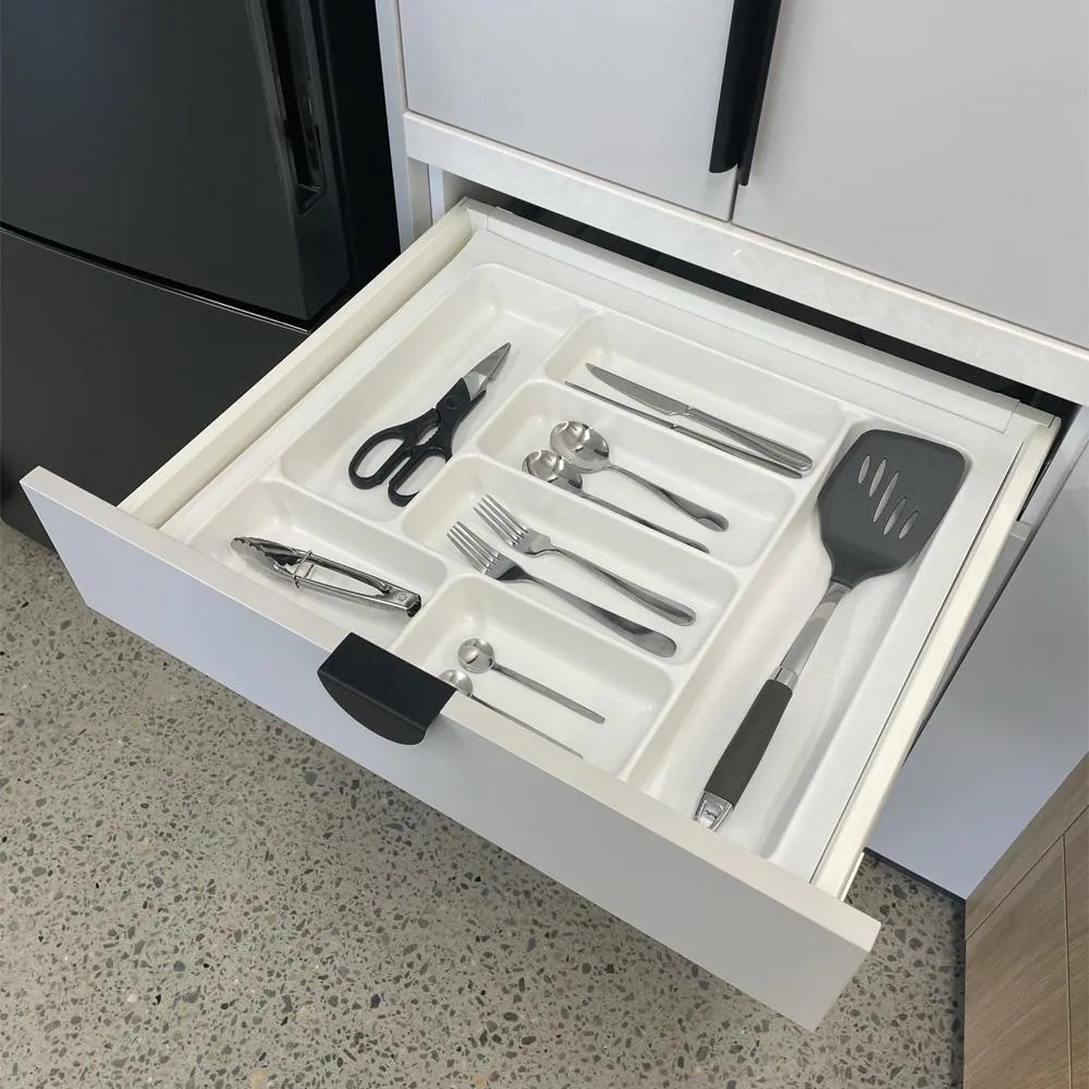 Rena 300mm Cutlery Tray to Suit 550mm Deep Drawer Stipple White