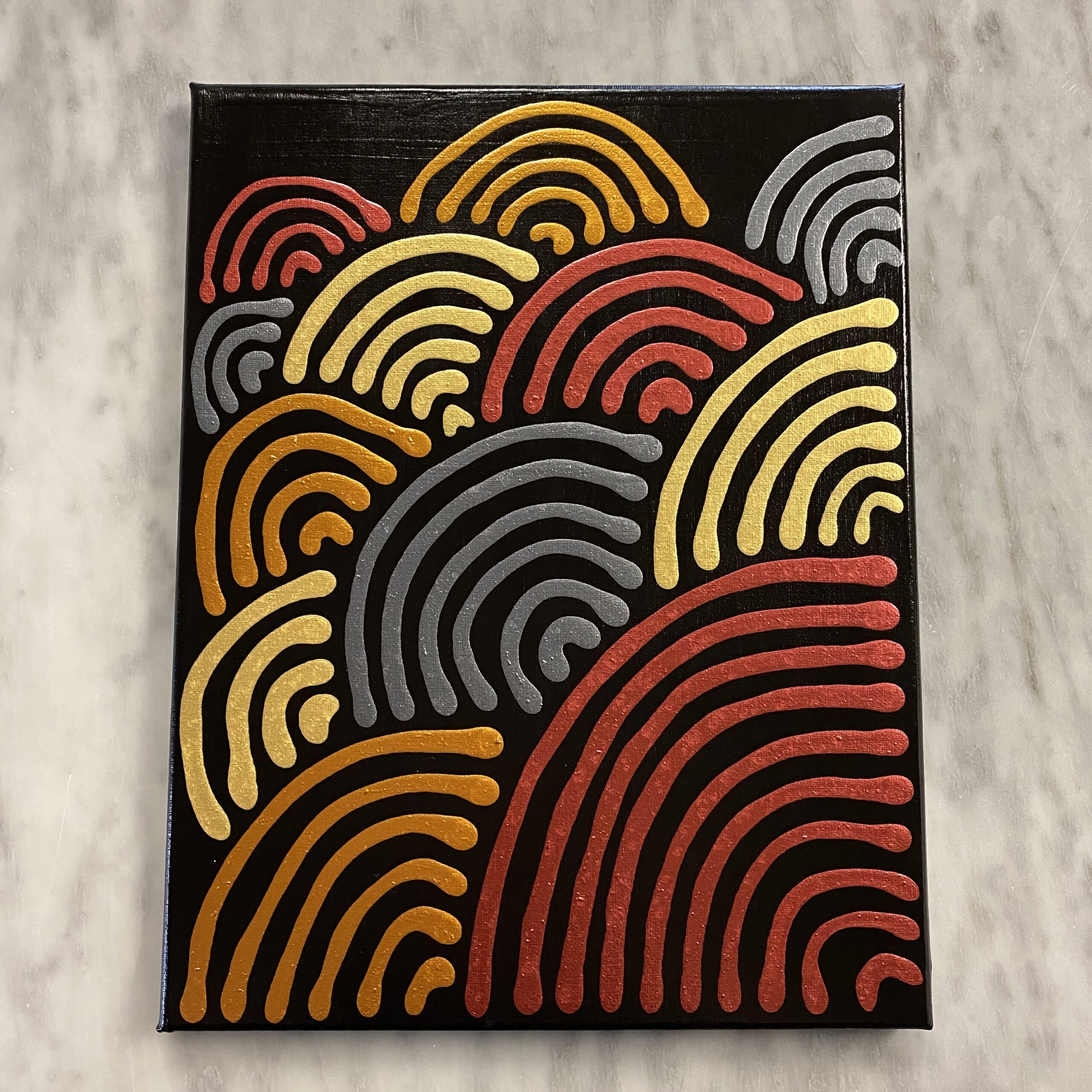 Abstract Lines; Geometric Painting in Metallic Silver & Golds Furst