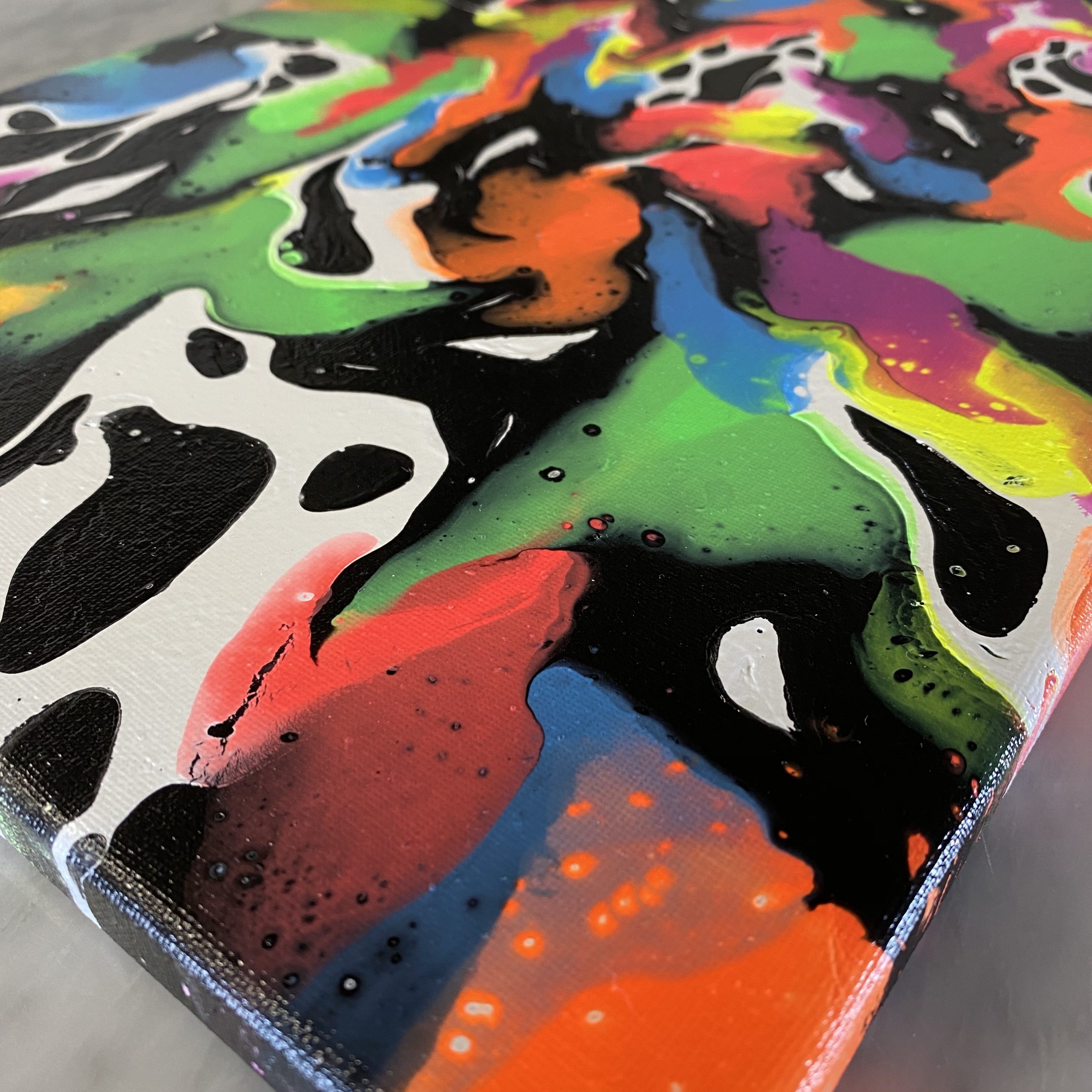 Scream; Neon Colors with Black & White on Canvas Furst Art Studio