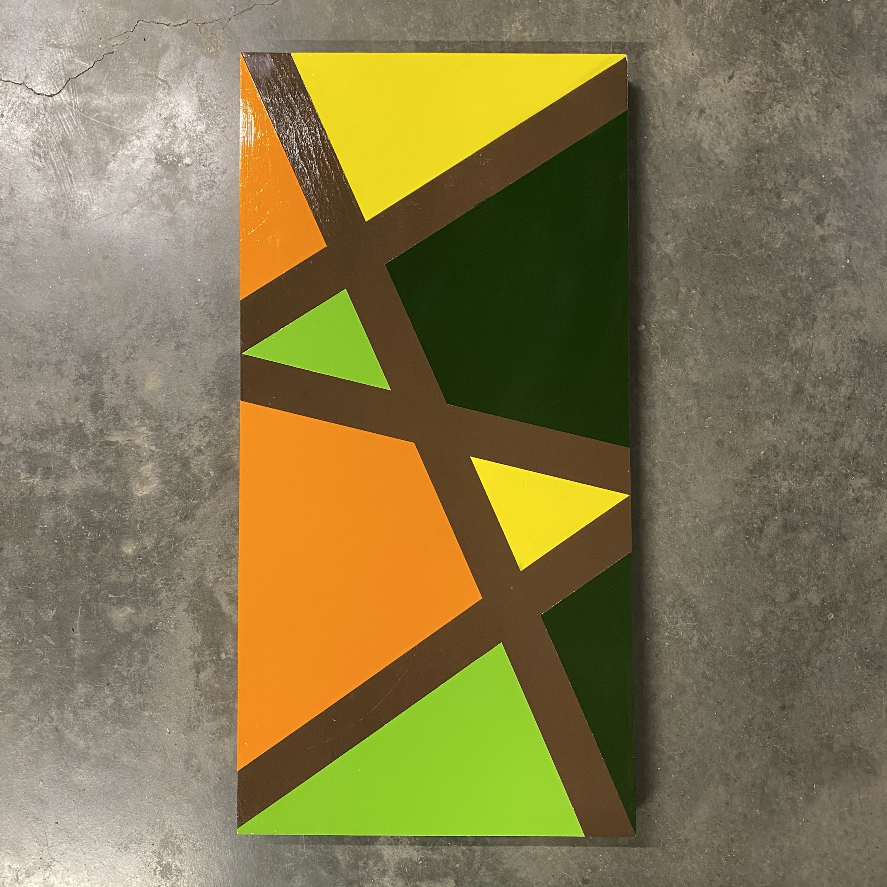 Red, Gray, Blue, Black Geometric Tape Art Painting Furst Art Studio