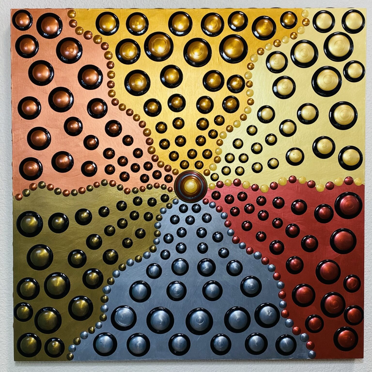 Blob Art; The Metallic 6 Blob Painting on Wood Canvas Furst Art Studio