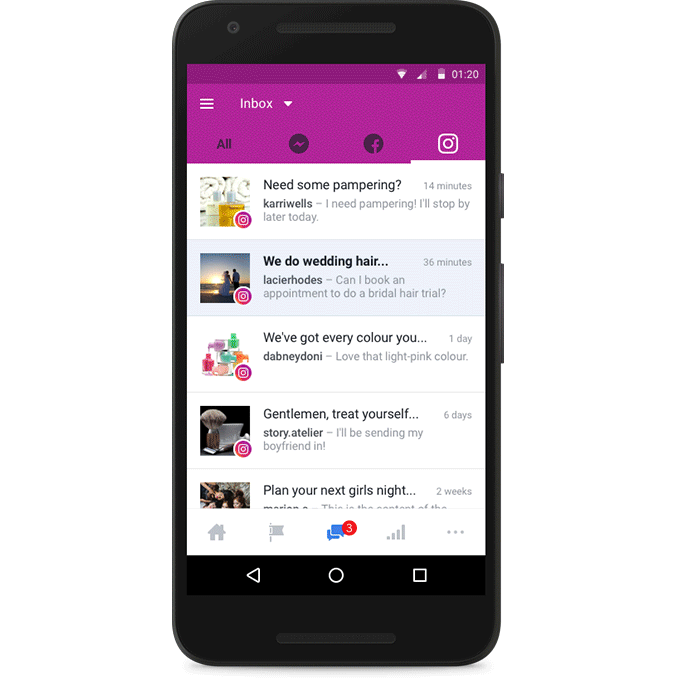 Facebook Seitenmanager Eine Inbox für Facebook, Instagram