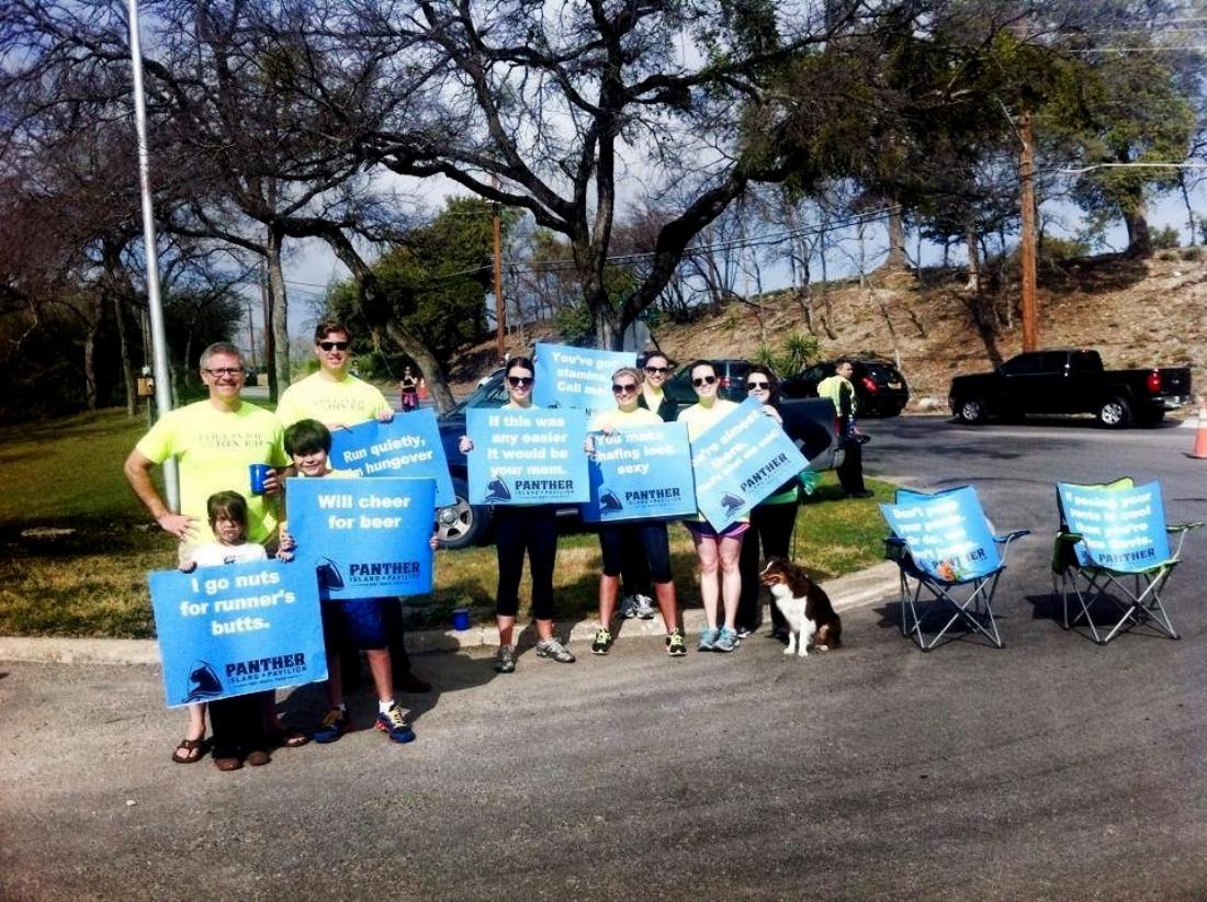 Trinity River Vision's J.D. Granger, Kids Hold Tacky Signs Fort Worth