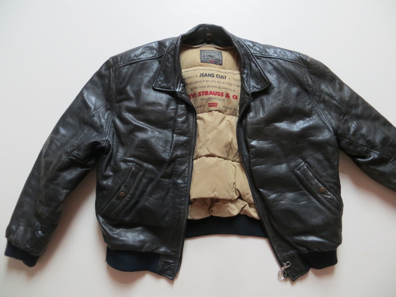 Levi's Lederjacke Flieger Jacke Gr. L Schwarz ! echtes Leder, mit