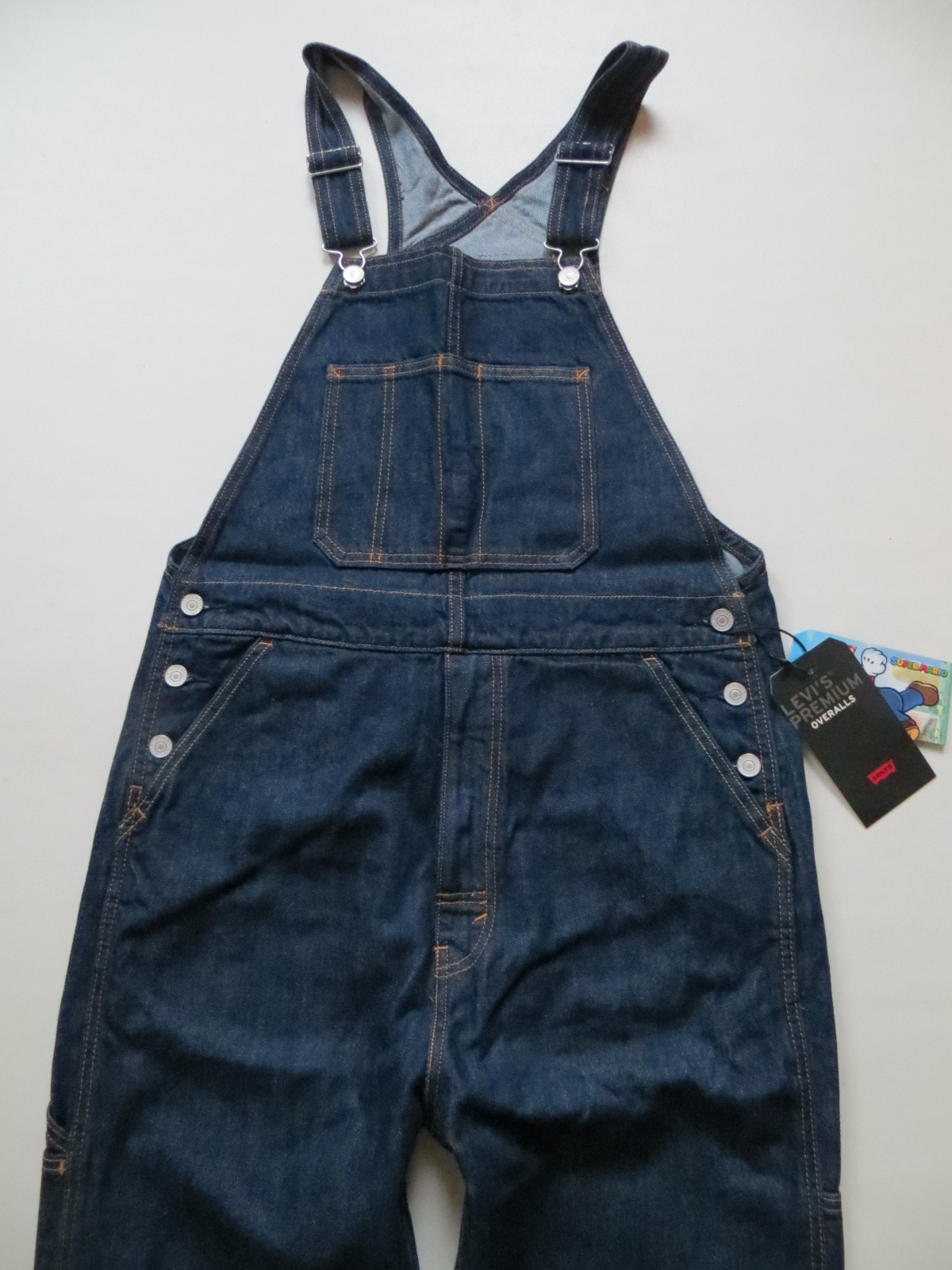 Levi's SUPER MARIO Latzhose Latz Jeans Gr. S, W 32 /L 32, NEU ! Indigo