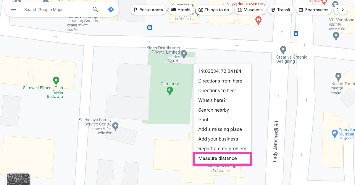 How to measure the distance between two points on Google Maps?