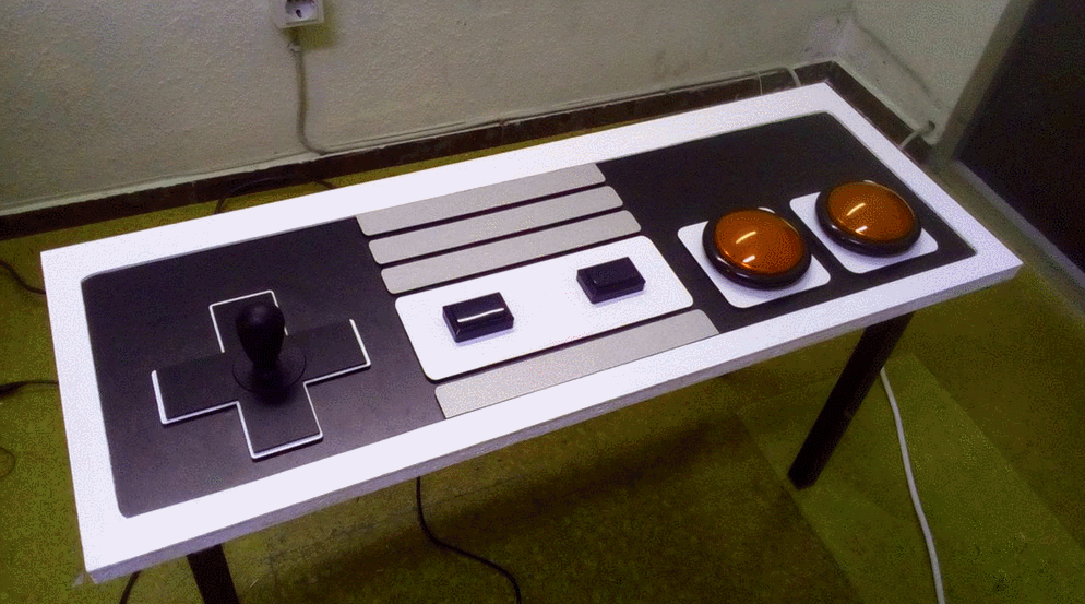 Nintendo NES Controller Coffee Table with Functional Buttons & Joystick