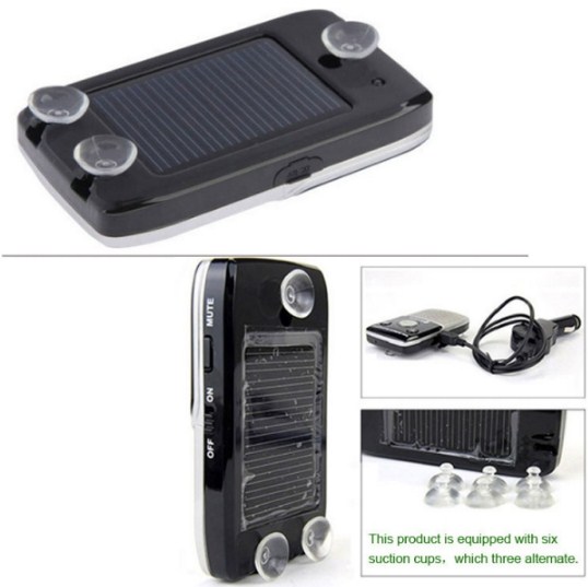 Car Solar Charger Dual Connected Bluetooth Handsfree Speaker Sound Control MP3 Player Black