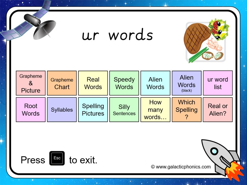 ur phonics worksheets and games Galactic Phonics