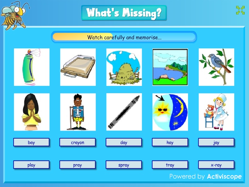 ay worksheets and games Galactic Phonics