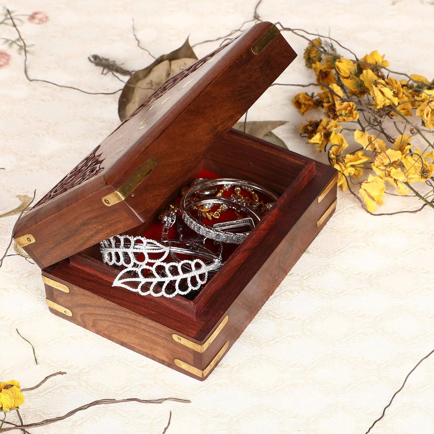 ADA Handicraft Handmade Wooden Jewellery Box for Women Wood Jewel