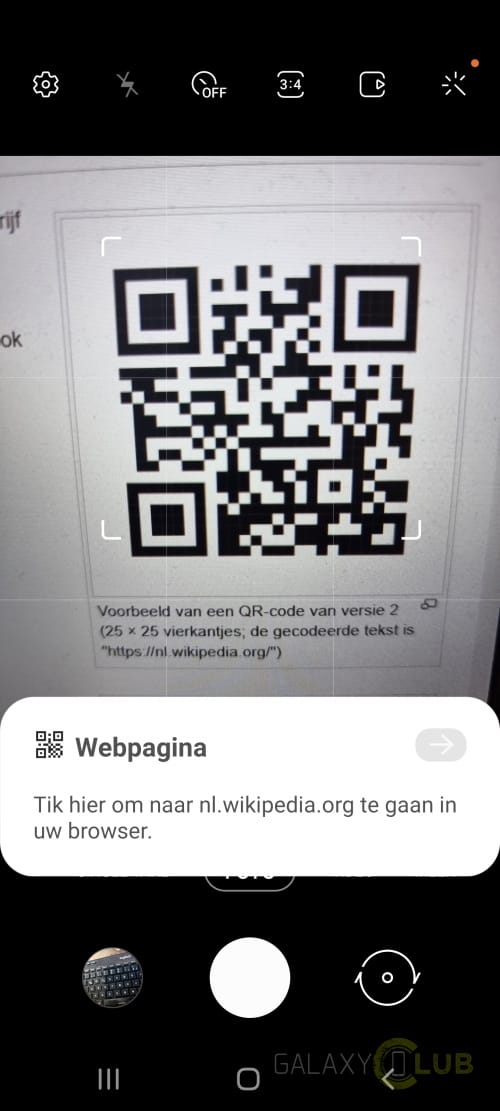 Samsung Galaxy tip scan QR codes met de normale camera app