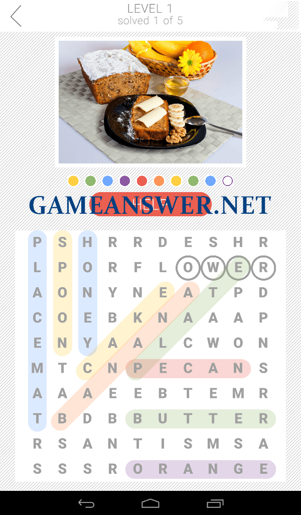 10x10 Word Search Level 1 Answers and Hints Game Answer