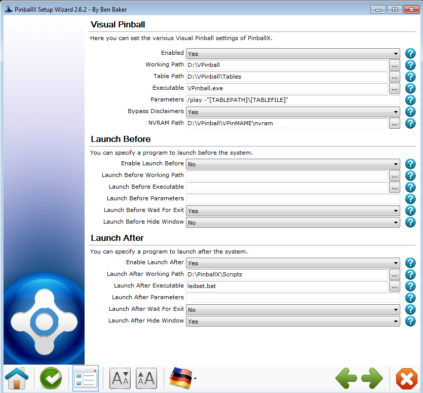 PinballXVisual Pinball Settings (Setup Wizard) Spesoft/GameEx Wiki