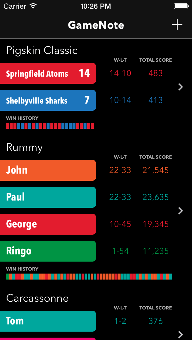 GameNote Scorekeeper App for iPhone Keep score for all of life's games.
