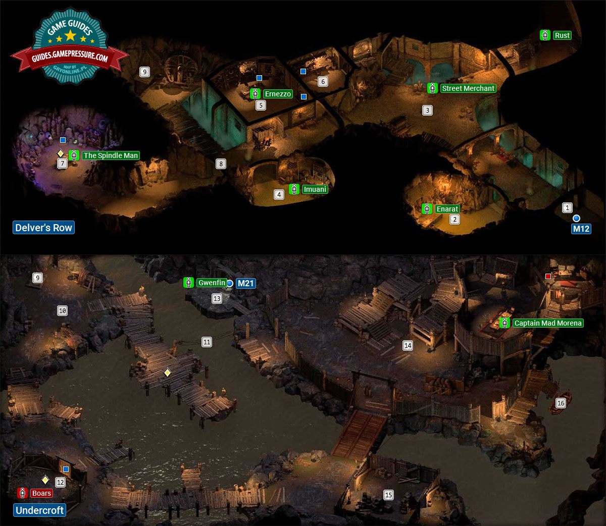 Pillars Of Eternity 2 Delver's Row and Undercroft Map