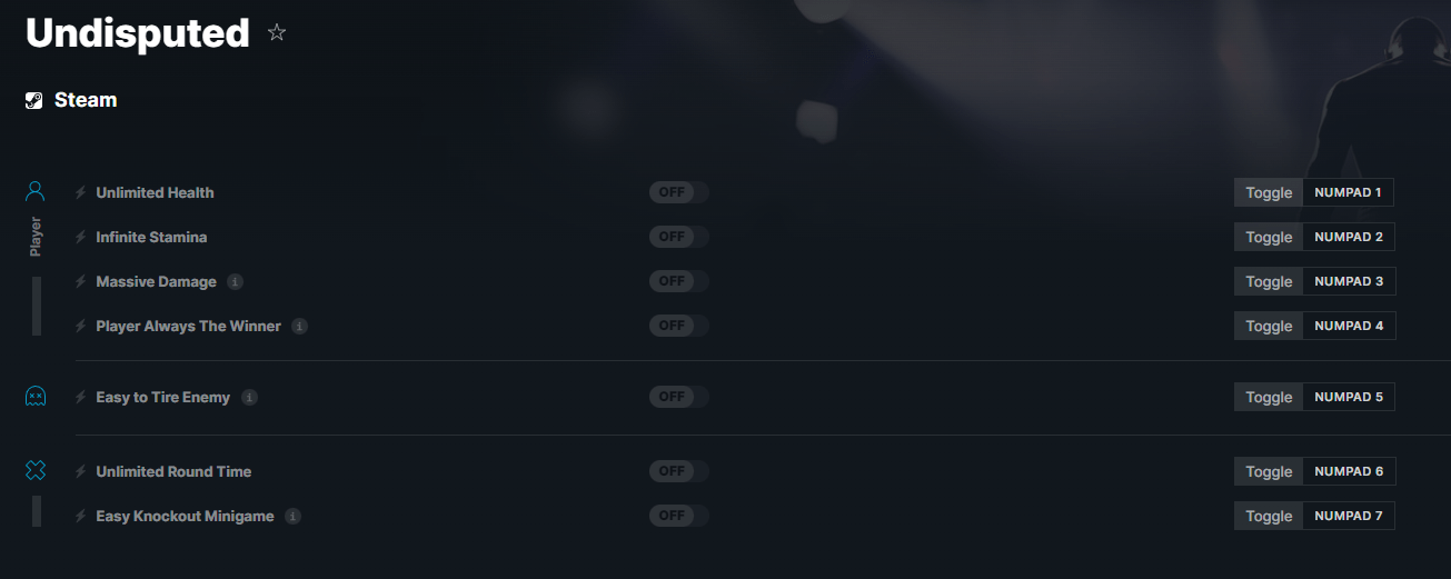 Undisputed - Cheats, Trainers, Codes - Games Manuals