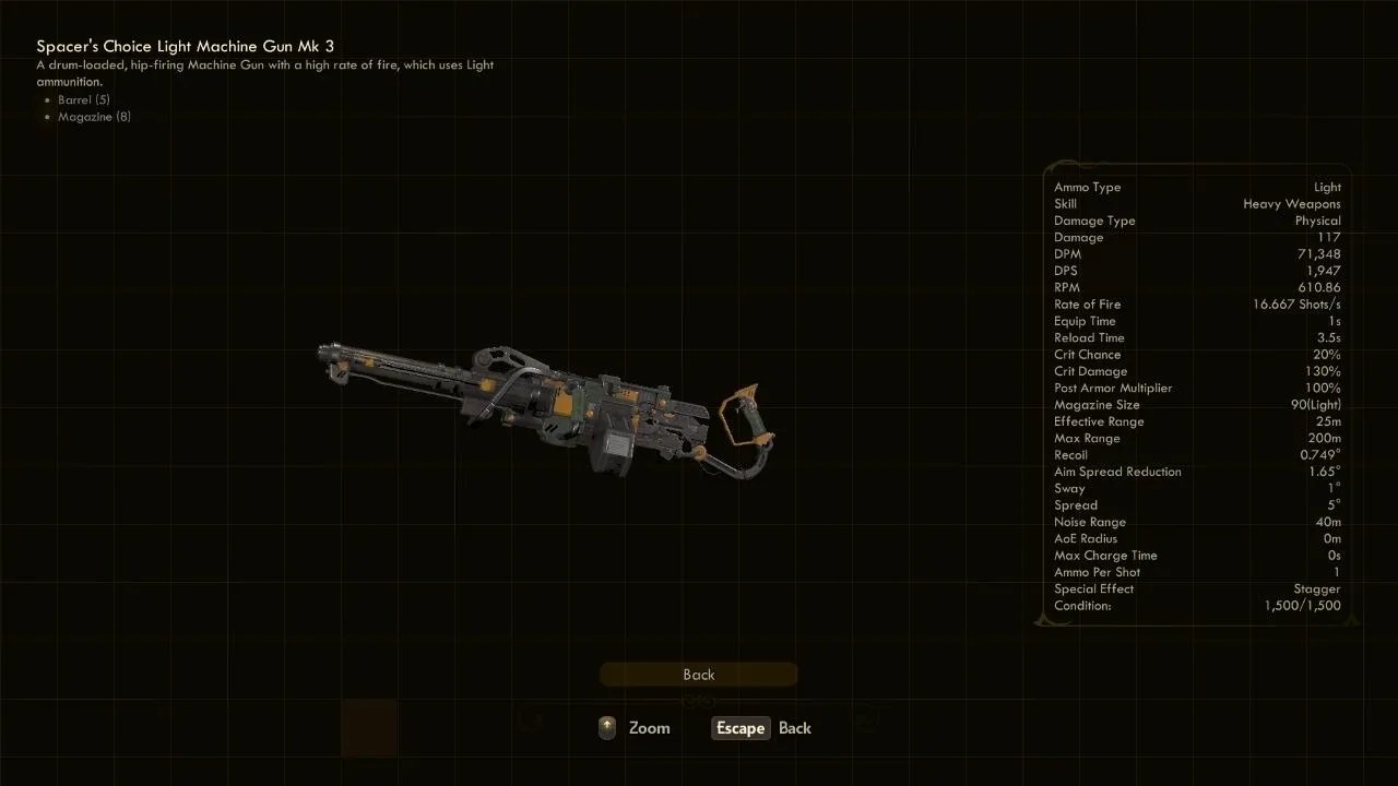 Light Machine Gun Mk3 The Outer Worlds Weapons