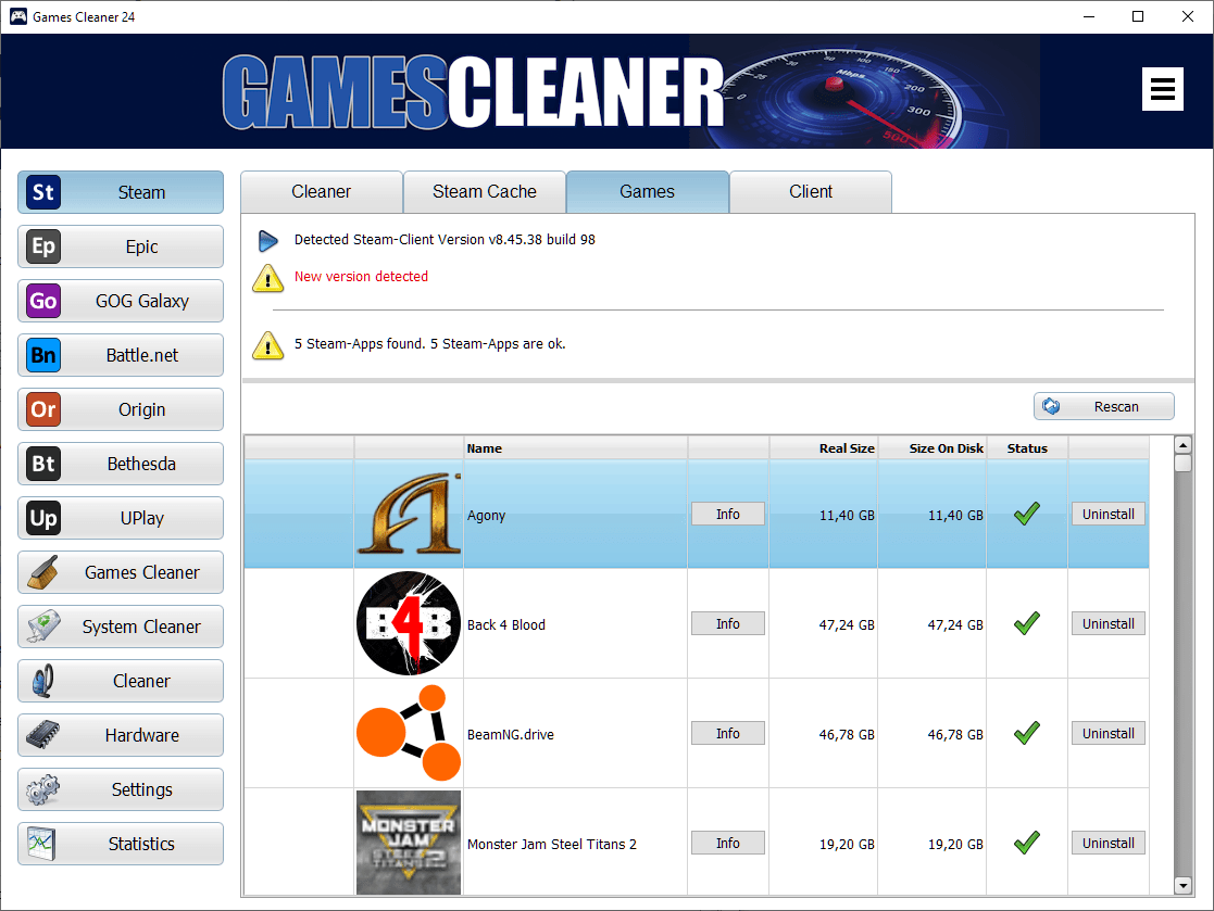 Games Cleaner for Windows