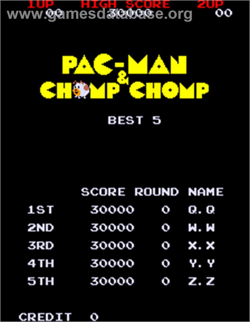 PacMan & Chomp Chomp Arcade Artwork High Score Screen