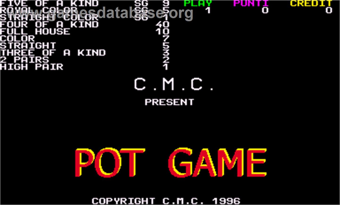 Pot Game Arcade Artwork Title Screen