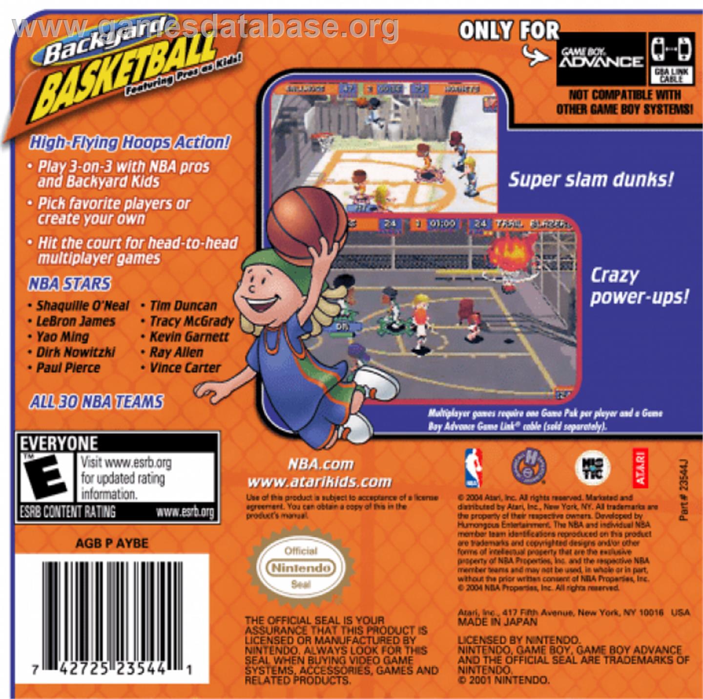 Backyard Basketball Nintendo Game Boy Advance Artwork Box Back