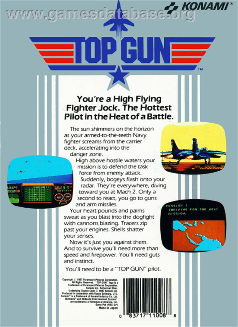 Top Gun Nintendo NES Artwork Box Back
