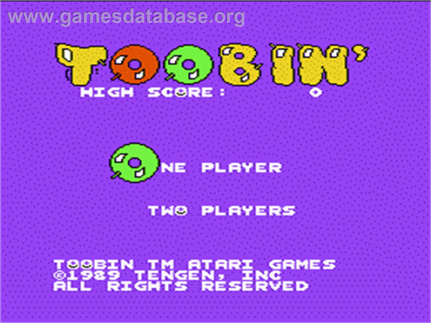 Toobin' Nintendo NES Artwork Title Screen