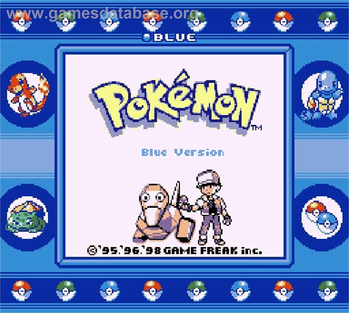 Pokemon Blue Version Nintendo Super Gameboy Artwork Title Screen