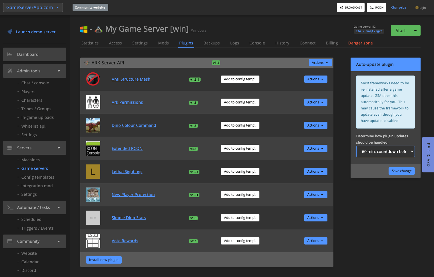 Plugin Manager - Gameserverapp.com