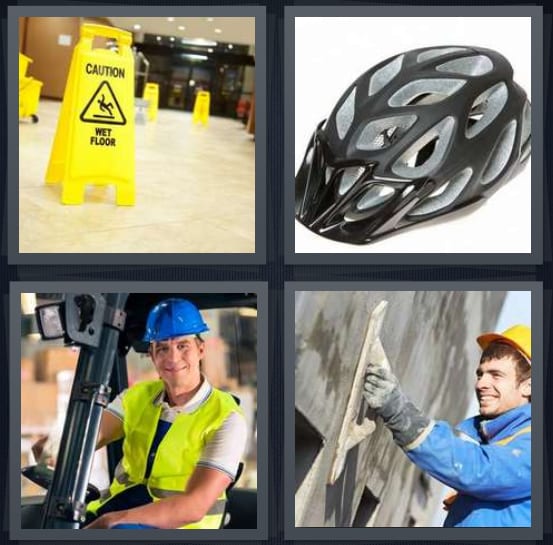 4 Pics 1 Word Answers for Caution, Helmet, Hardhat